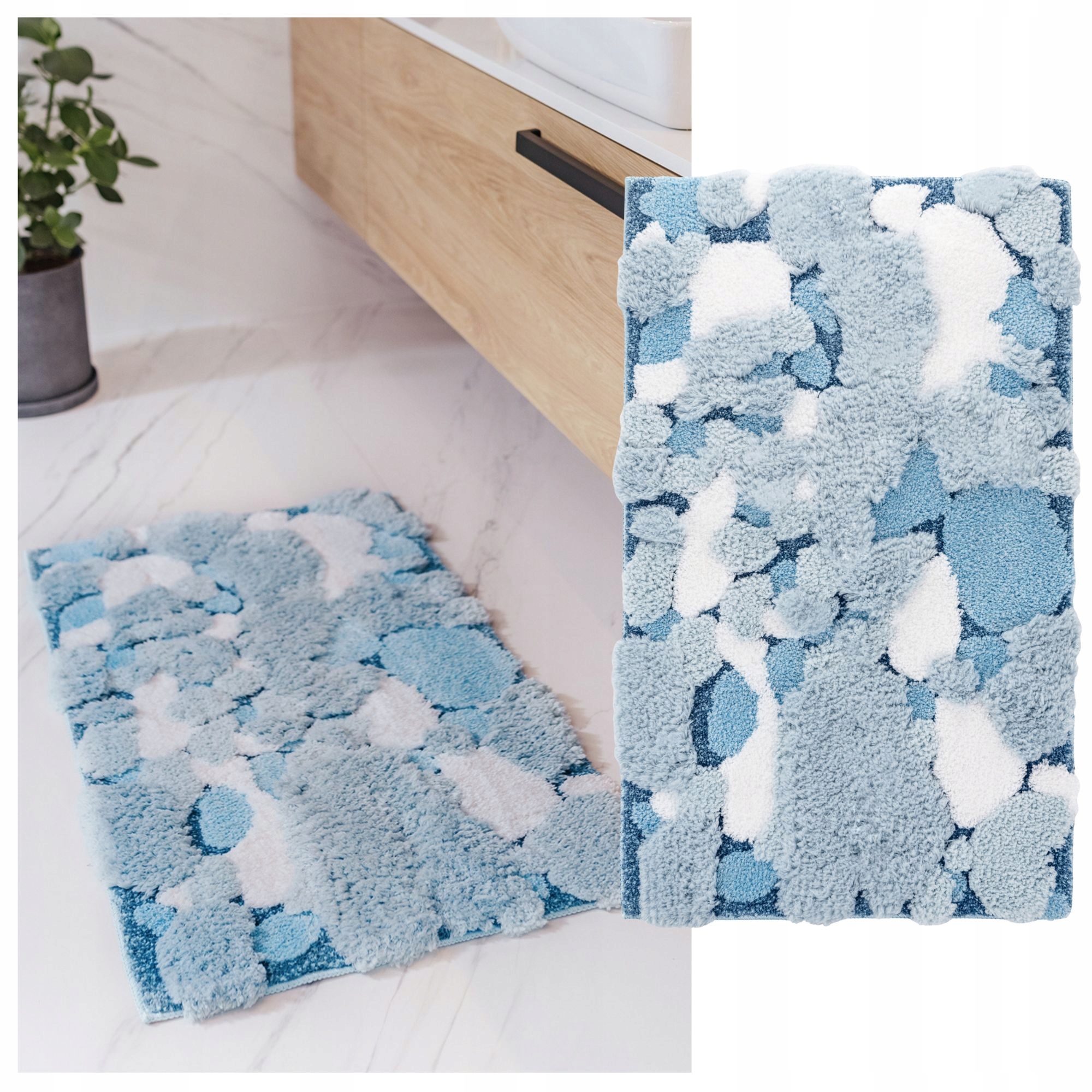 Protišmykový kúpeľňový koberec mäkký Premium 60 x 100 cm Možno prať nadýchaný