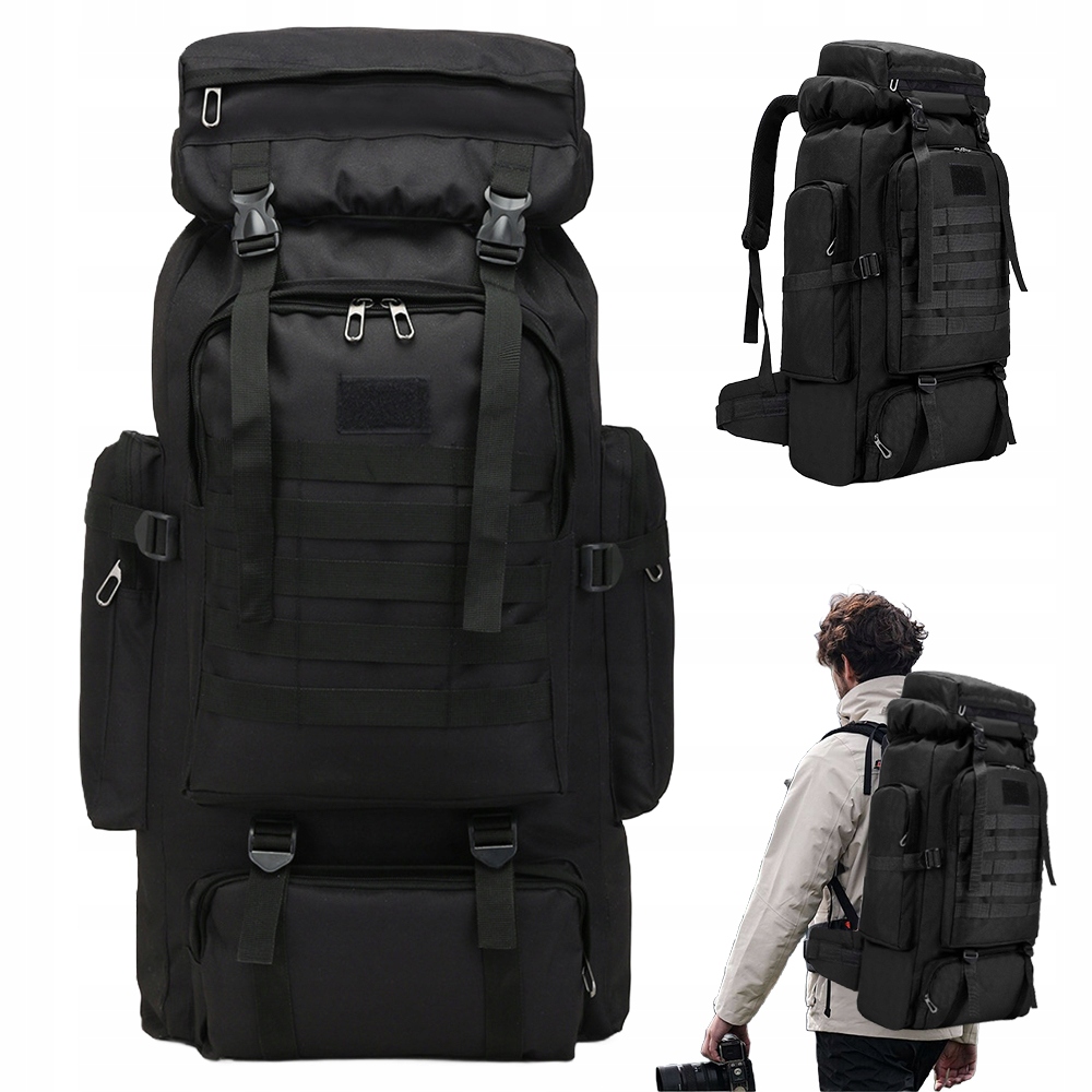 Plecak Survivalowy 75L Czarny Taktyczny Wodoodporny Outdoor