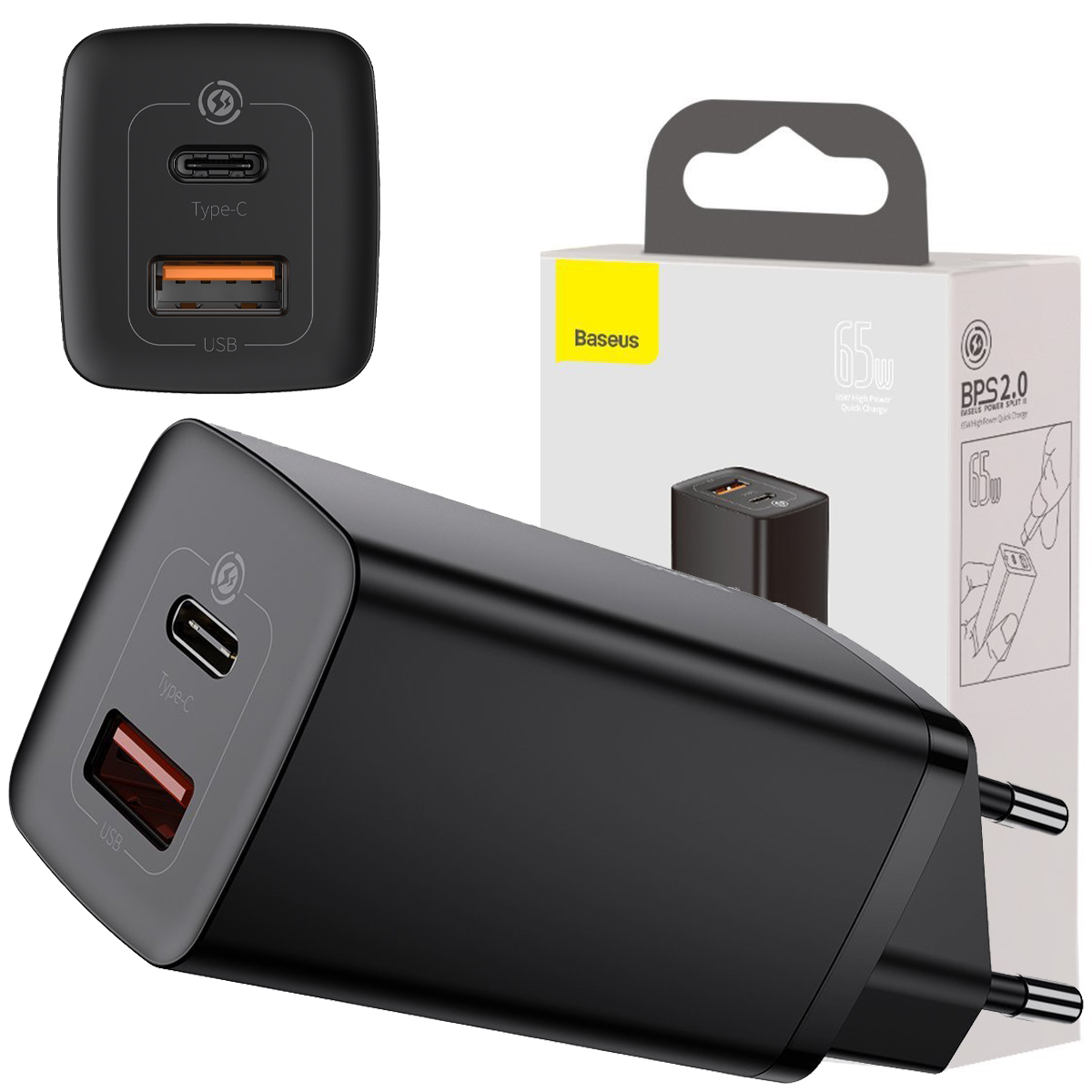 

Baseus Ładowarka Sieciowa GaN2 Usb Usb-c 65W QC4.0