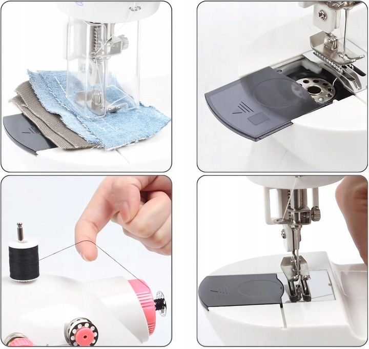 PRAWDZIWA MASZYNA DO SZYCIA DLA DZIECI Z OSŁONĄ NA PALCE + IGŁA NICI LAMPKA Szerokość produktu 19 cm