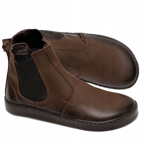 BRILU POLSKIE MĘSKIE SKÓRZANE SZYBLETY BAREFOOT KENNETH CIEMNY BRĄZ 40