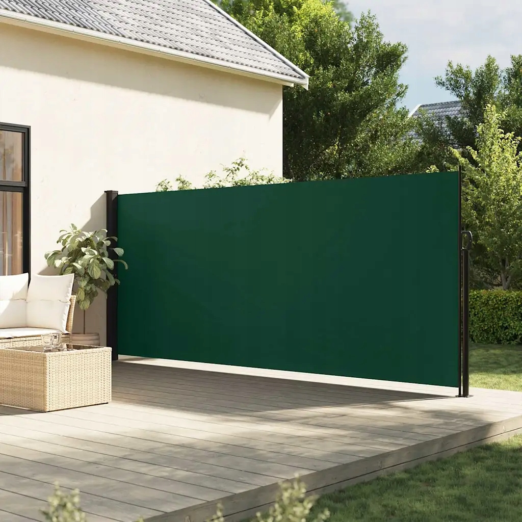 vidaXL Zatahovací boční markýza tmavě zelená 180 x 500 cm