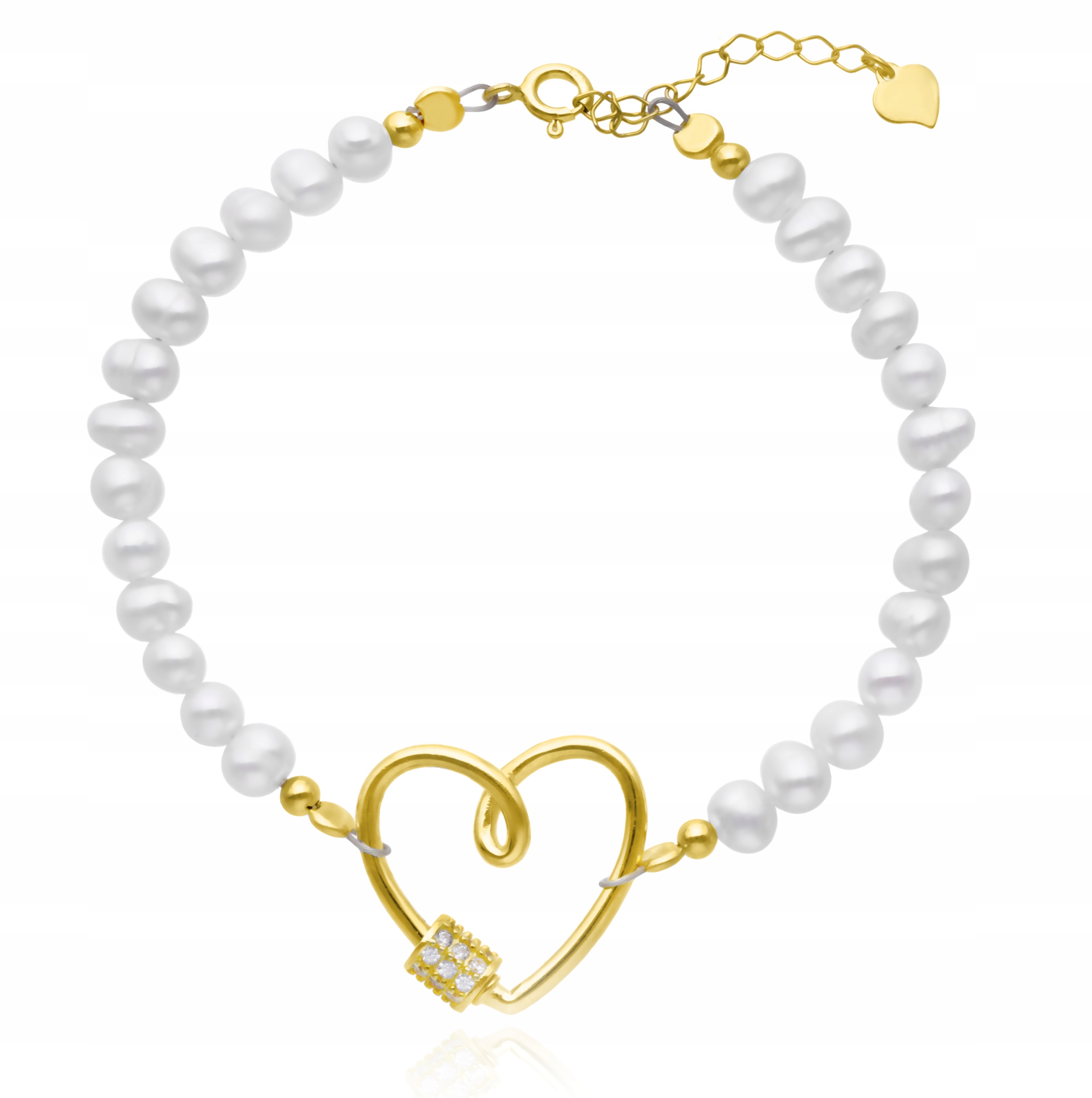 Náramek s perličkami a pozlacenými prvky