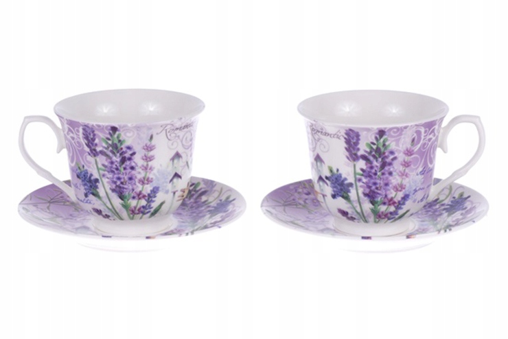 ZESTAW 2 FILIŻANEK `KLASYCZNE FILIŻANKI ZE SPODKAMI + PUDEŁKO `LAWENDA GOLD EAN (GTIN) 5908216717932