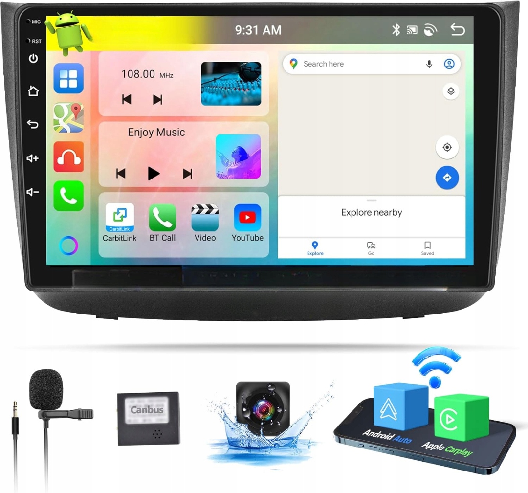 Autorádio Android Apple Carplay 4+64GB Oiliehu 2DIN Mercedes Viano