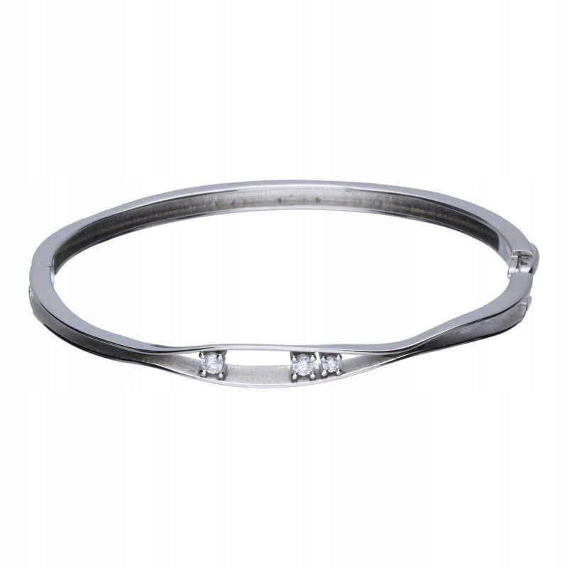 Stříbrný náramek pro ženu 925 Pevný Bangle se zirkony jako dárek