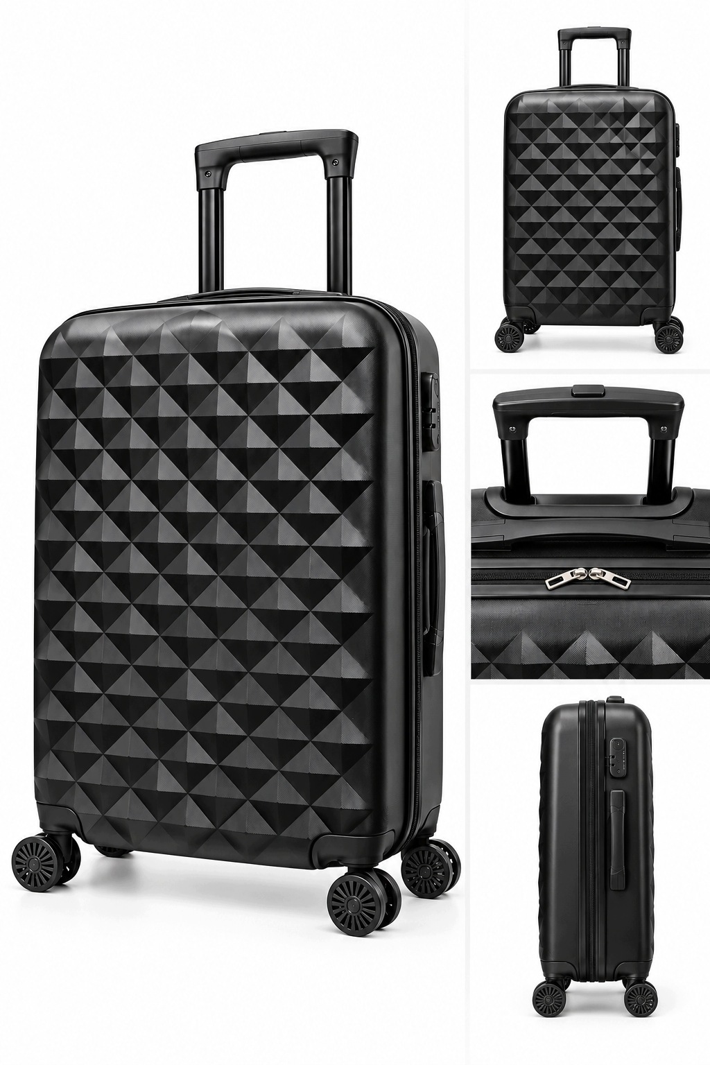 Próchnik Kufr Abs velký 68 × 47 × 29 cm otočná kola černá lehká