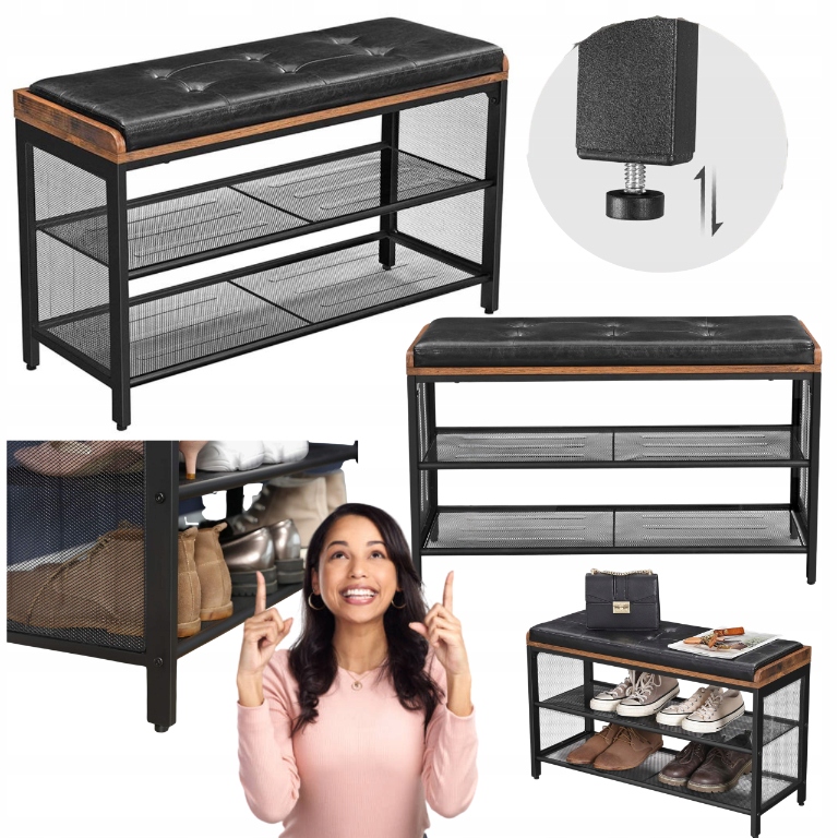 Čalúnená lavička do chodby Polička na topánky s sedadlom