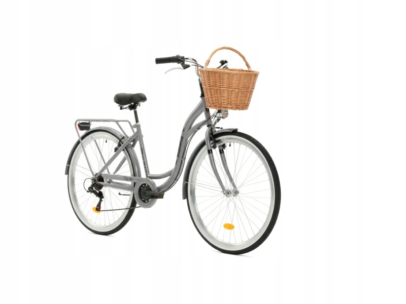 Rower miejski Indiana Moena 7 Bieg 28 cali damski Srebrny Kosz Wiklinowy