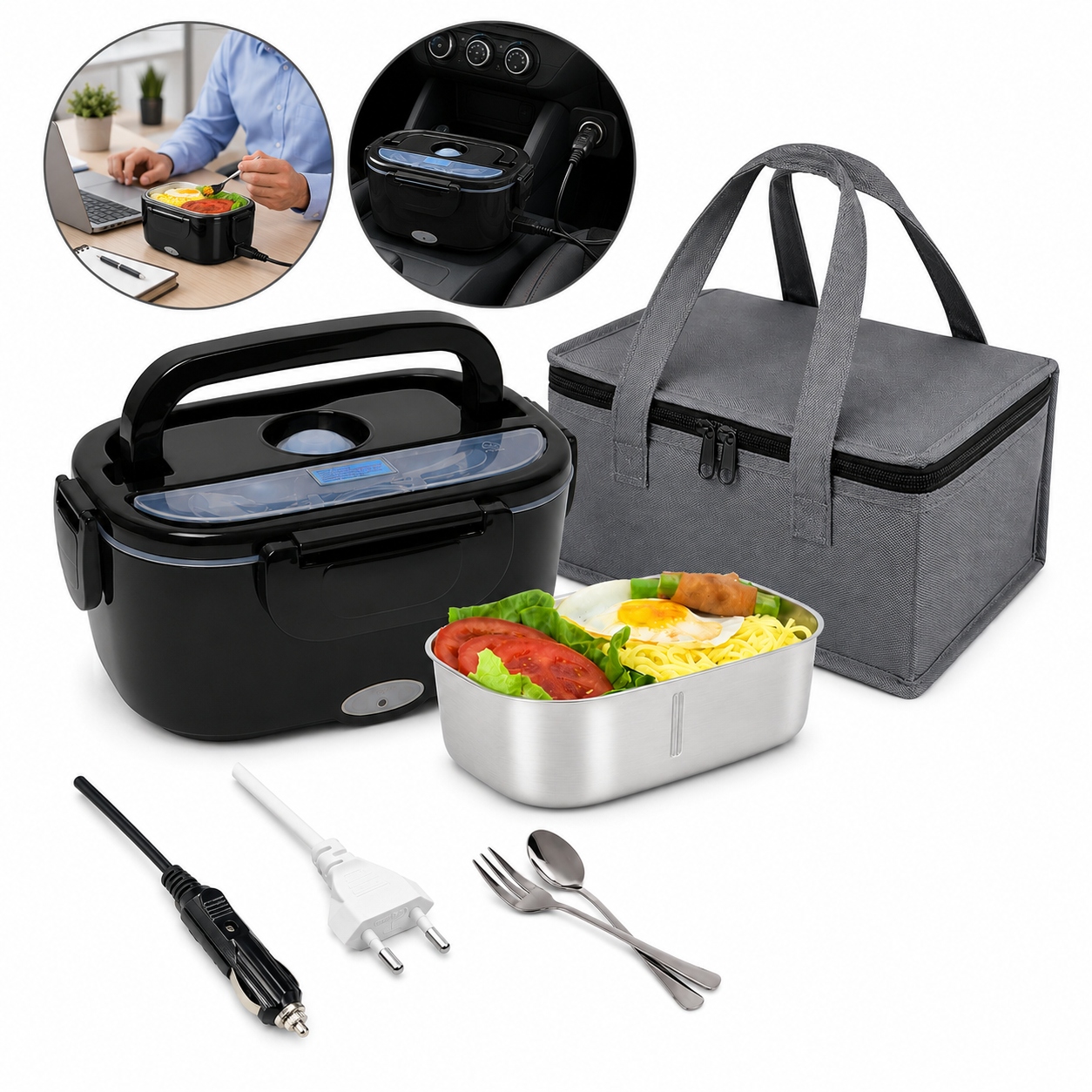 Elektrický Vyhřívaný Obědový Box 1500 ML 65 W Nerezová Ocel Trvanlivost