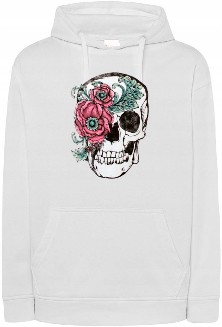 Mikina s potiskem Lebka a květinami r.XL