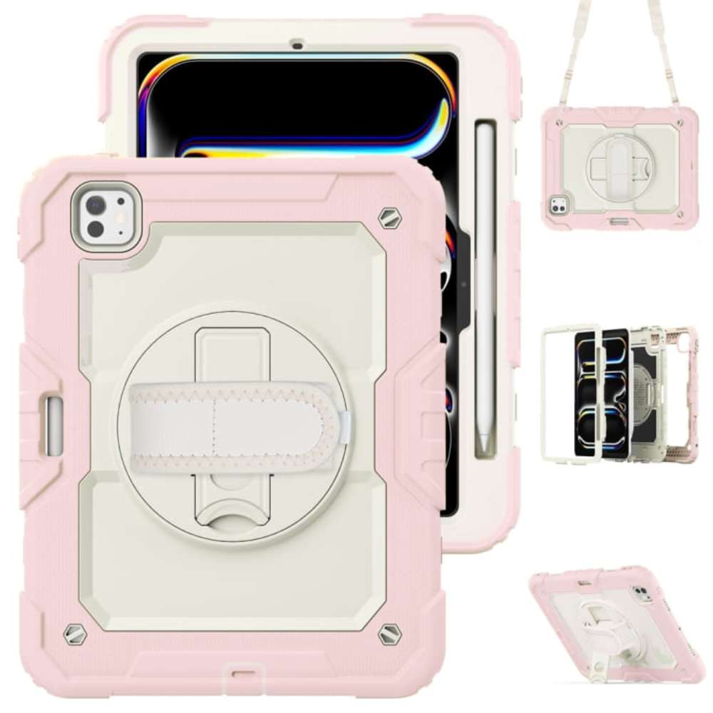 Pouzdro pro iPad Pro 11" s otočným držákem a popruhem na rameno a růžové