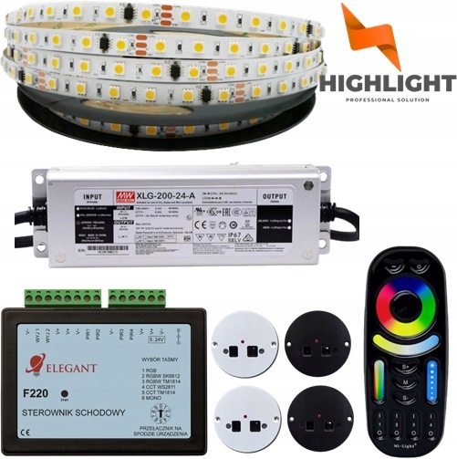 10 m Schodiskový set F220 Polposchodie Kaskáda Led digitálna páska Mono 50/50