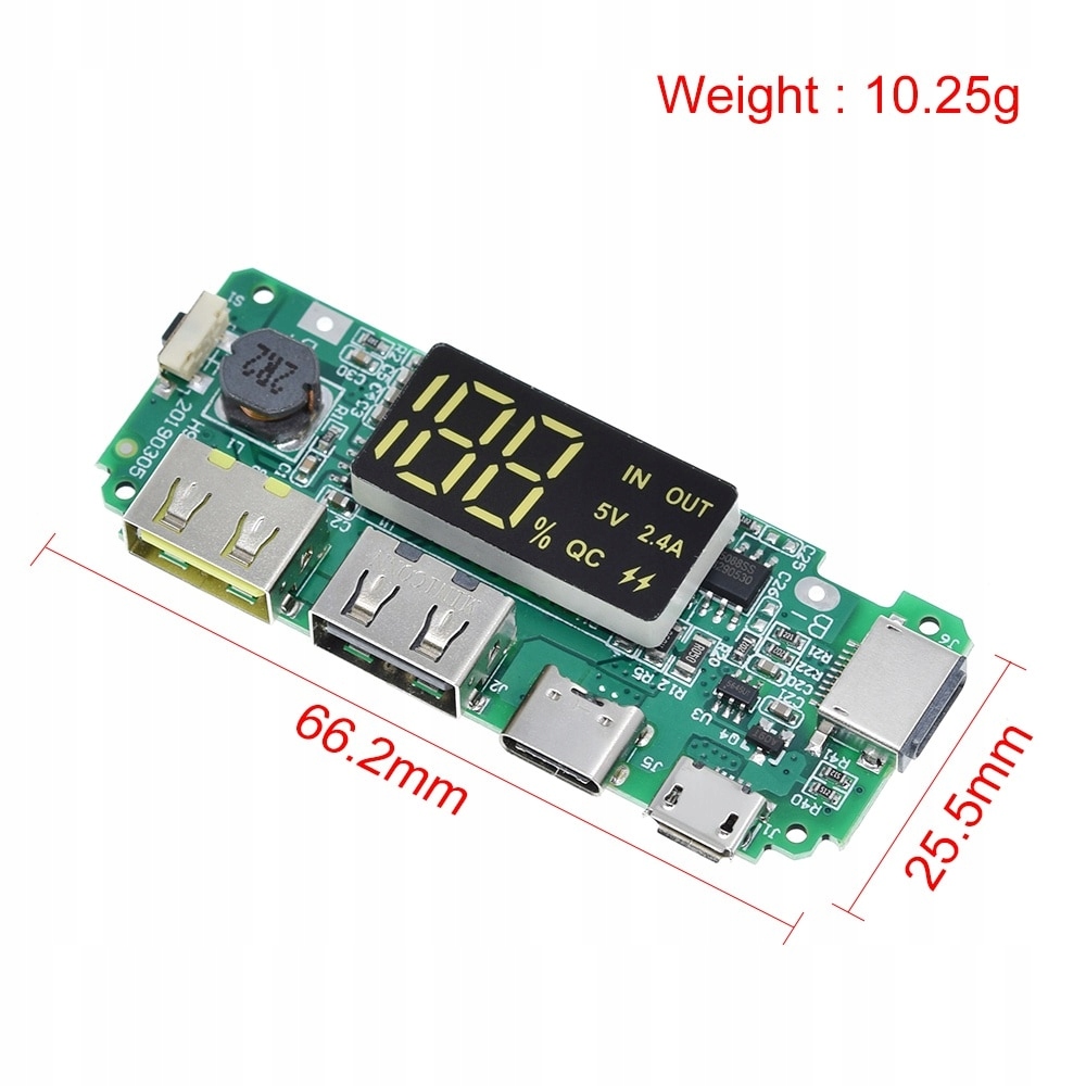 Przetwornica ładowarka Moduł do Power Bank 2x USB 18650 BMS Lightning Apple Producent bez marki