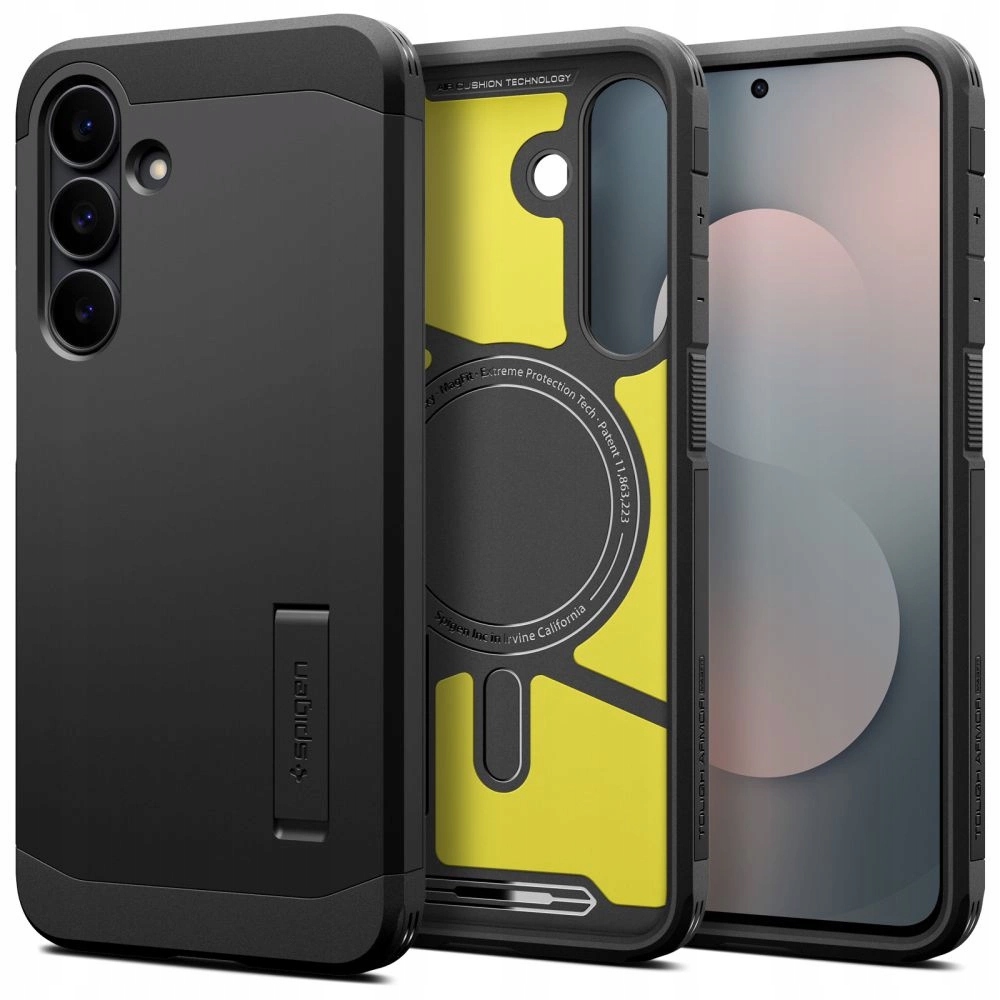 Pouzdro Spigen Tough Armor Mag MagSafe na Samsung Galaxy S25 Fe černo-žluté