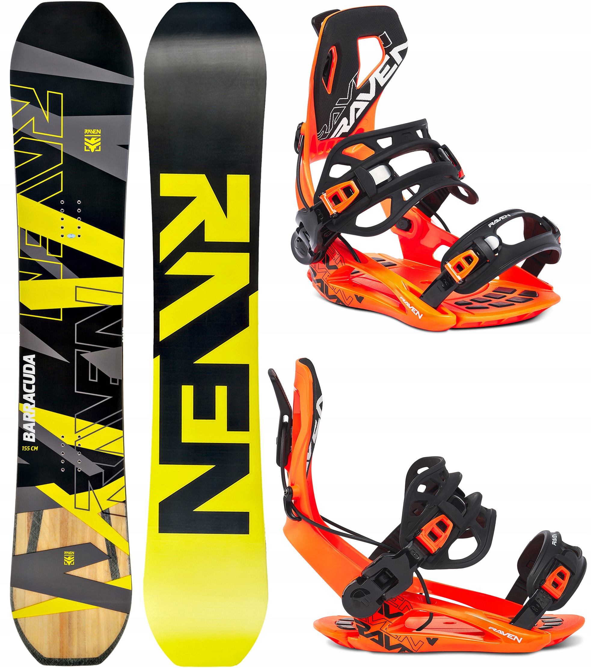 Snowboard Raven Barracuda Carbon Lime 155cm wiązania Raven FT360 Orange L