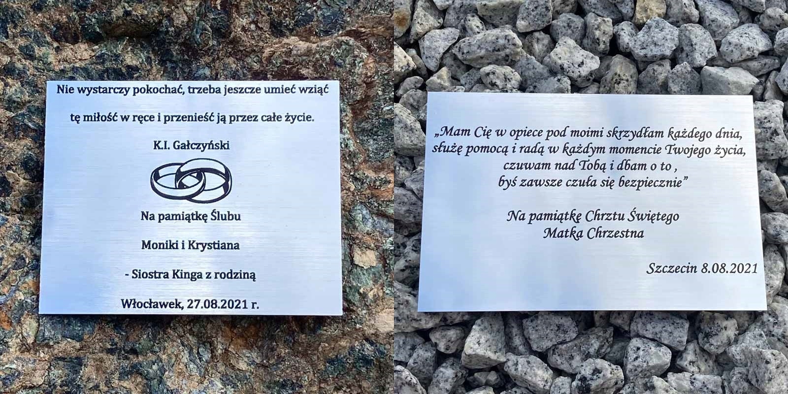 Grawerowanie na tabliczce grawer dedykacja 5x5 Szerokość produktu 5 cm