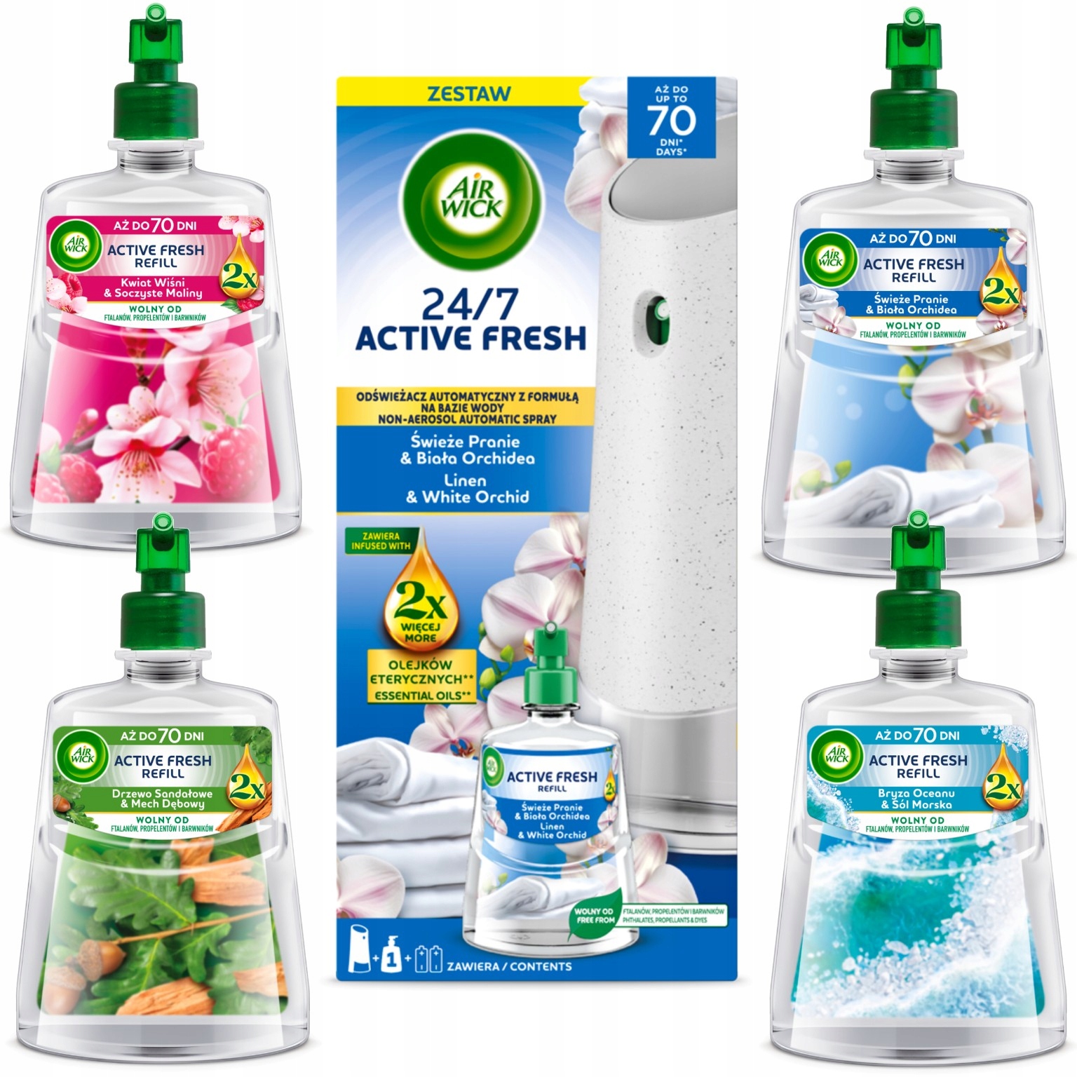 Air Wick Active Fresh Čerstvé Prádlo&bílá Orchidej Komplet 228 ML 4 Náplně