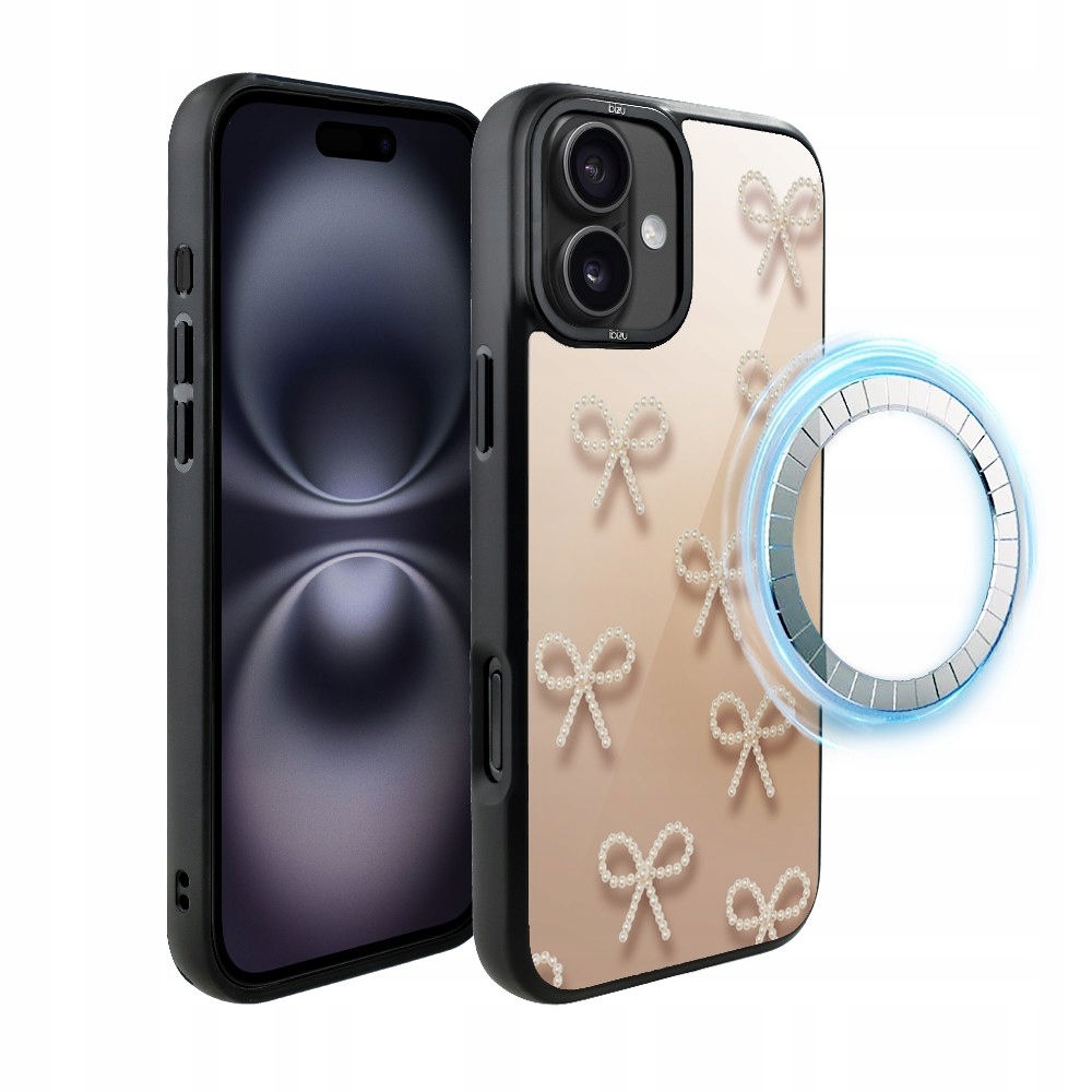 Matný Pouzdro DropGuard pro iPhone 16 Ibizu s MagSafe a perleťovými mašličkami