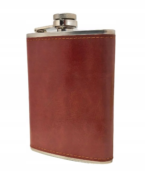 PIERSIÓWKA STYLOWA ELEGANCKA SKÓRA BRĄZ NIERDZEWNA 240ML 8OZ