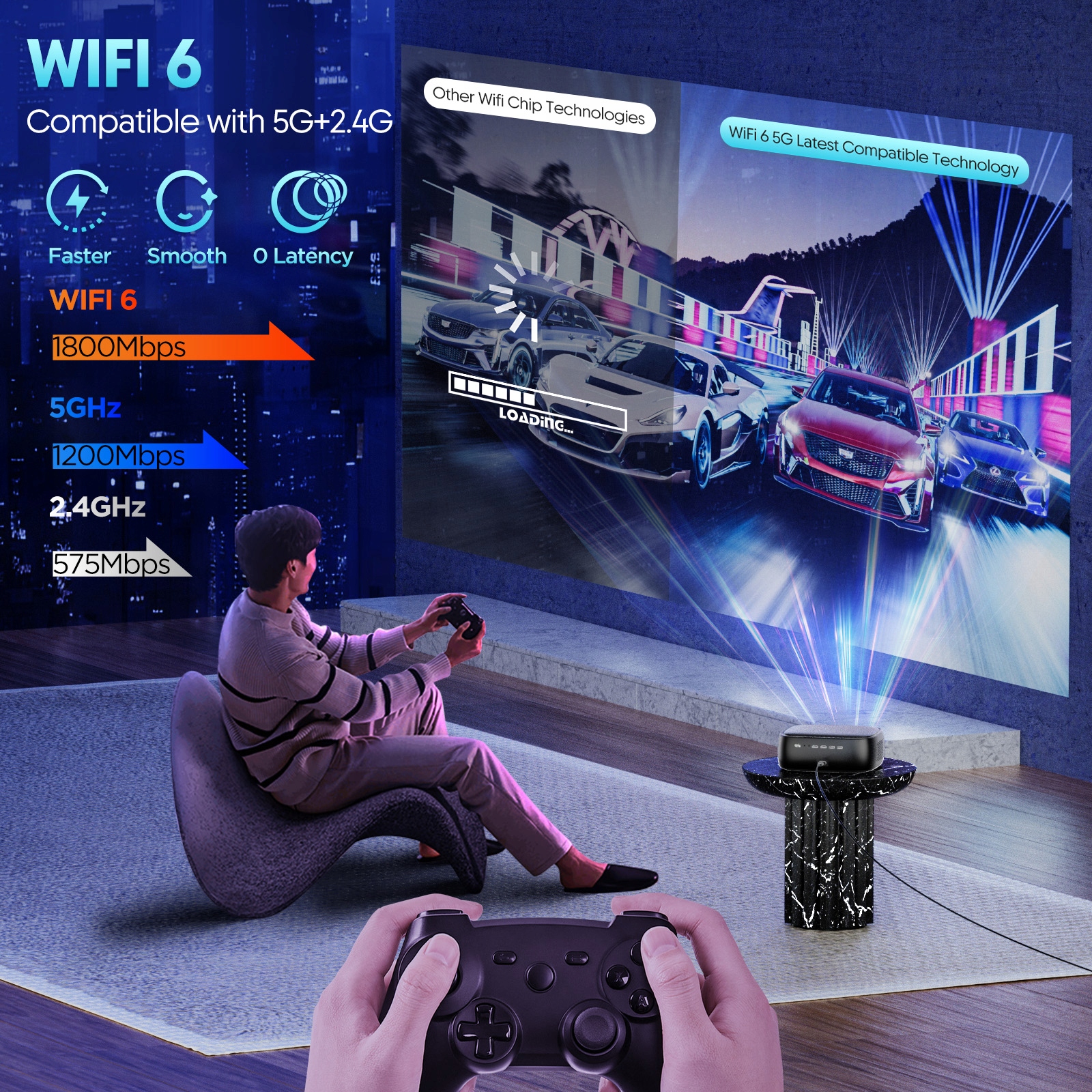 HDeye Projektor CX02 z autofokusem i obsługą 4K WiFi 6 i Bluetooth 5.2 Marka Overmax
