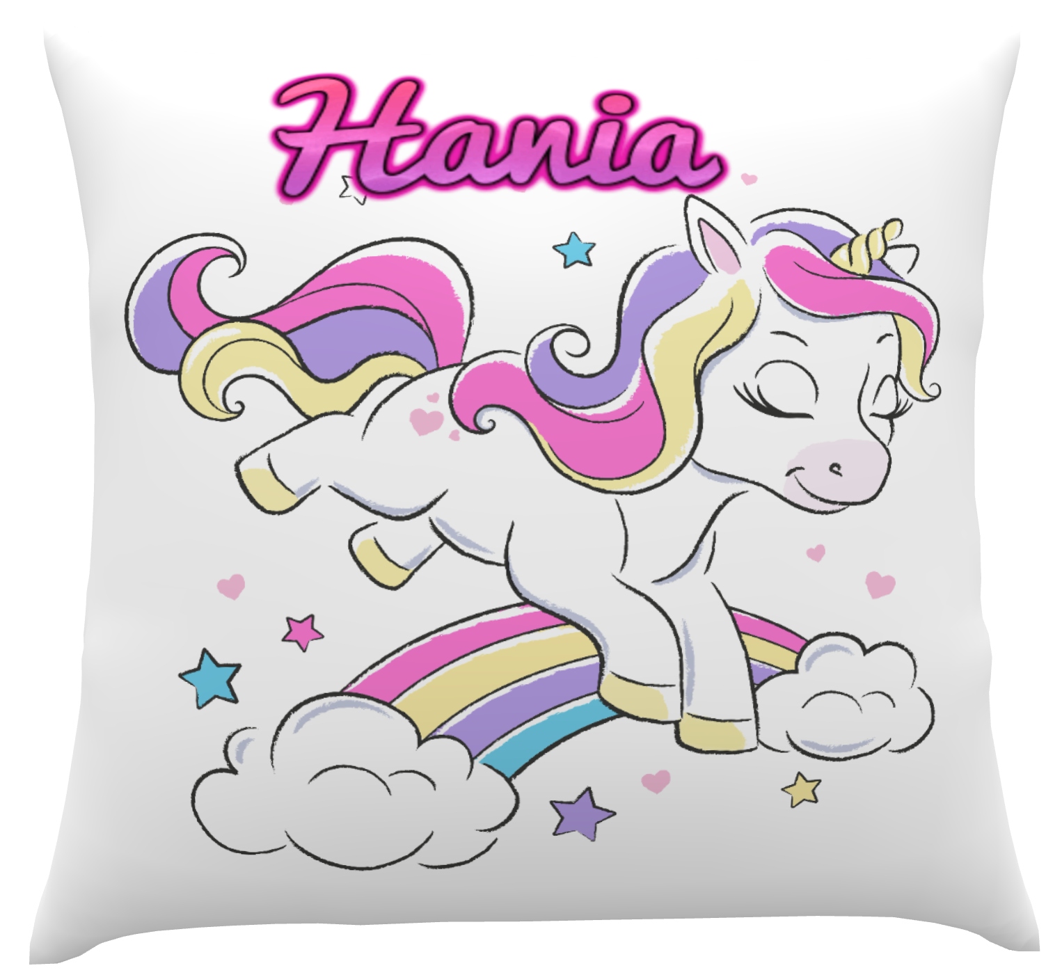 PODUSZKA UNICORN JEDNOROŻEC DLA DZIECI Z IMIENIEM