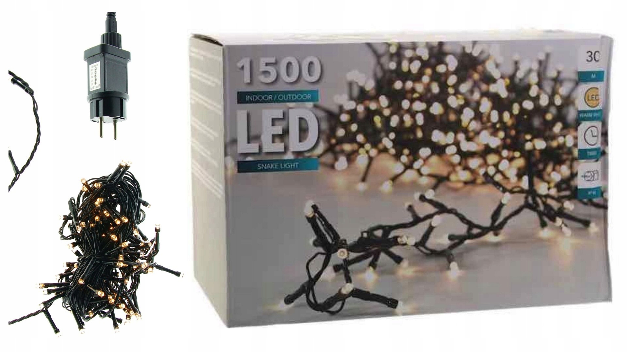 Vianočné Osvetlenie Na Stromček 1500 Led Biela Teplá 30M Osvetlenie Zew/wew Časovač