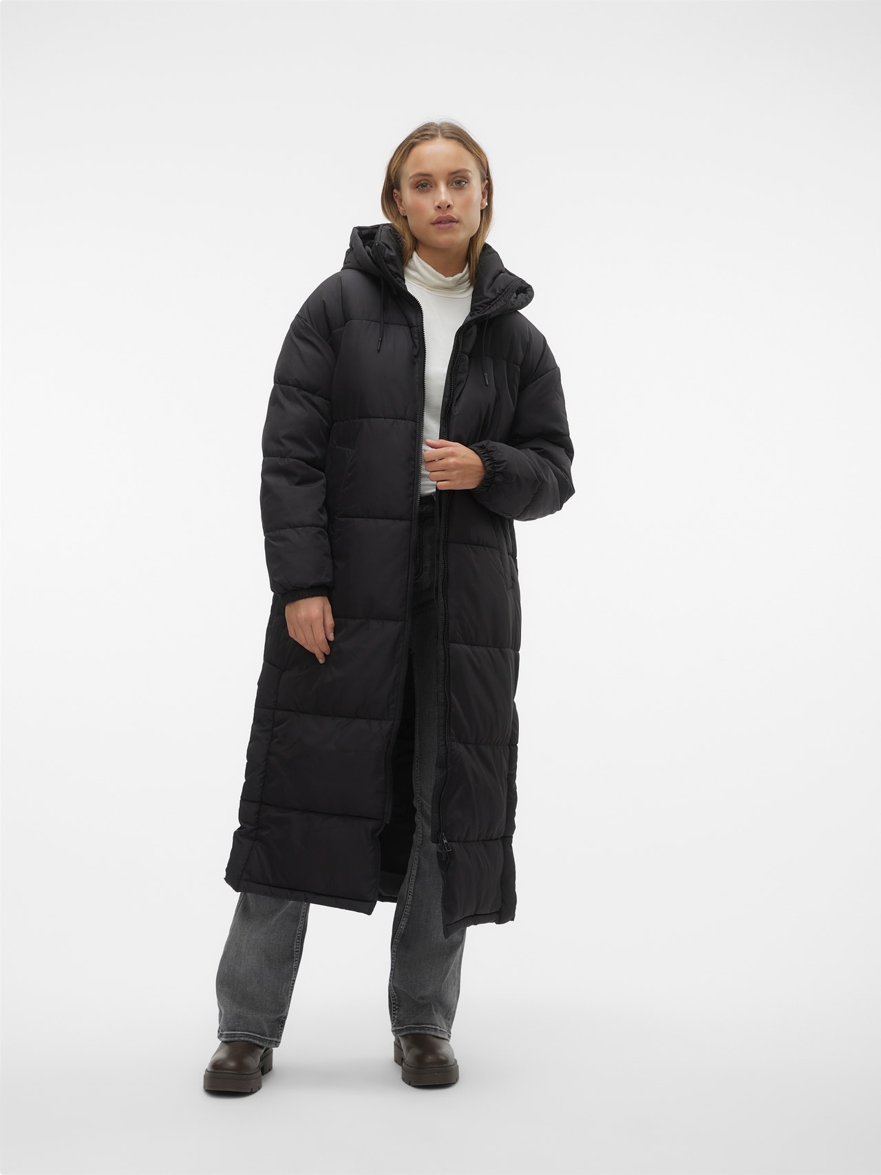 Vero Moda Černý Dámský Péřový Kabát S Kapucí L 6FA