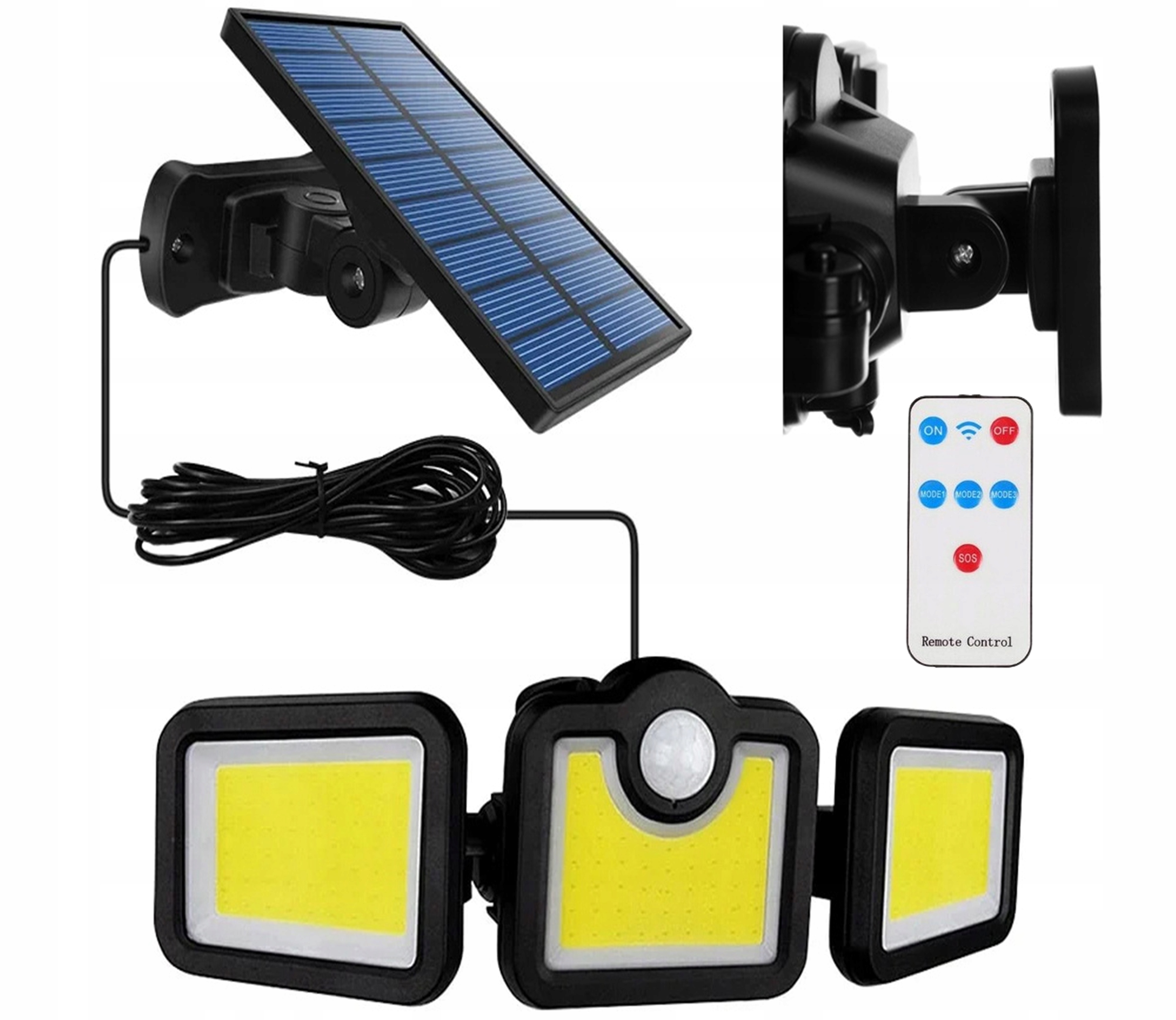 LAMPA SOLARNA HALOGEN SOLARNY PANEL CZUJNIK RUCHU ZMIERZCHU +PILOT LED Marka inna