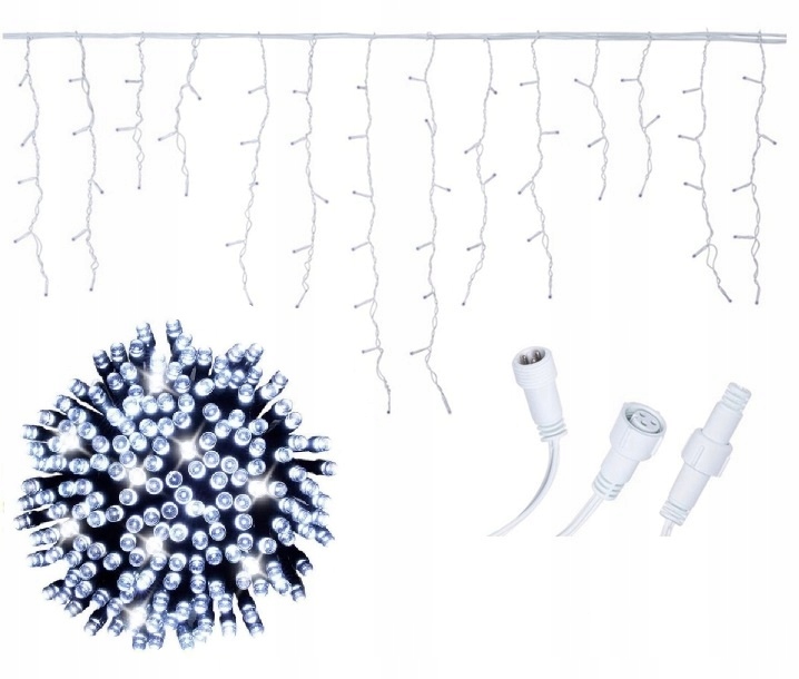 KURTYNA ŚWIETLNA SOPLE ZEWNĘTRZNE 200 LED LAMPKI FLASH BIAŁE ZIMNE Marka Ledlights