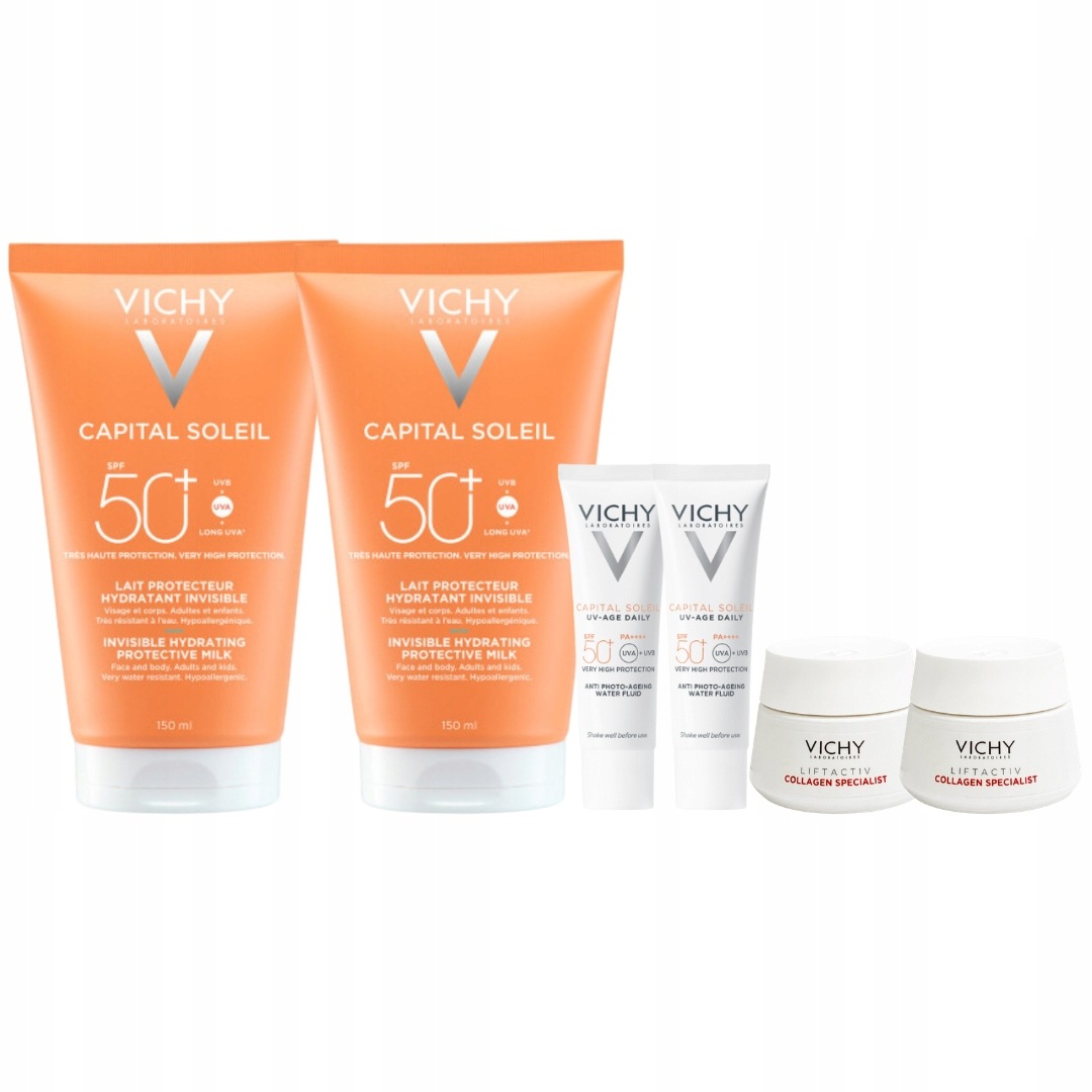 Vichy Capital Soleil Nawilżające mleczko ochronne SPF50+ do ciała 2PAK