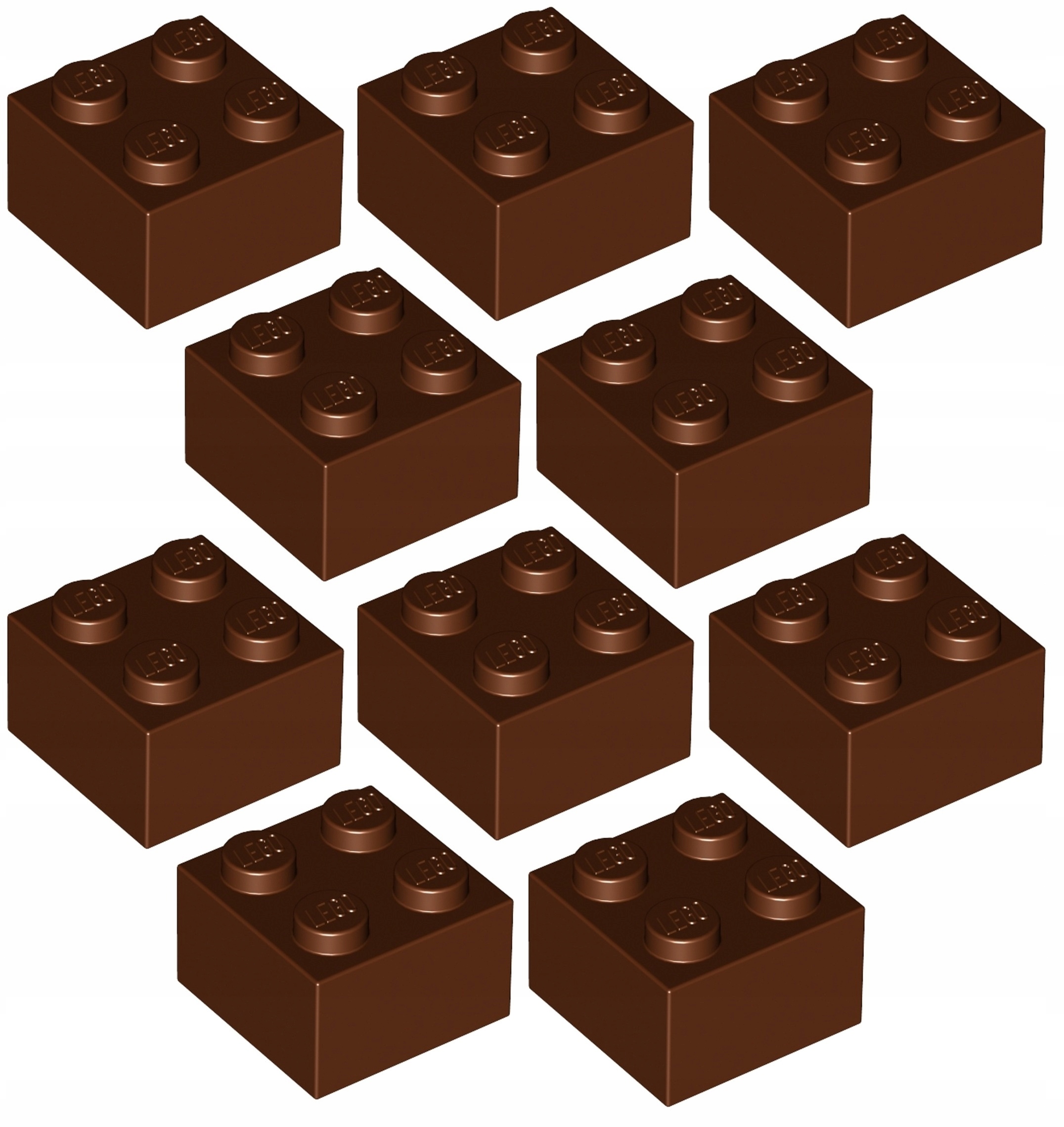 

Lego Klocek 2x2 Brązowy (3003/4211210) x10