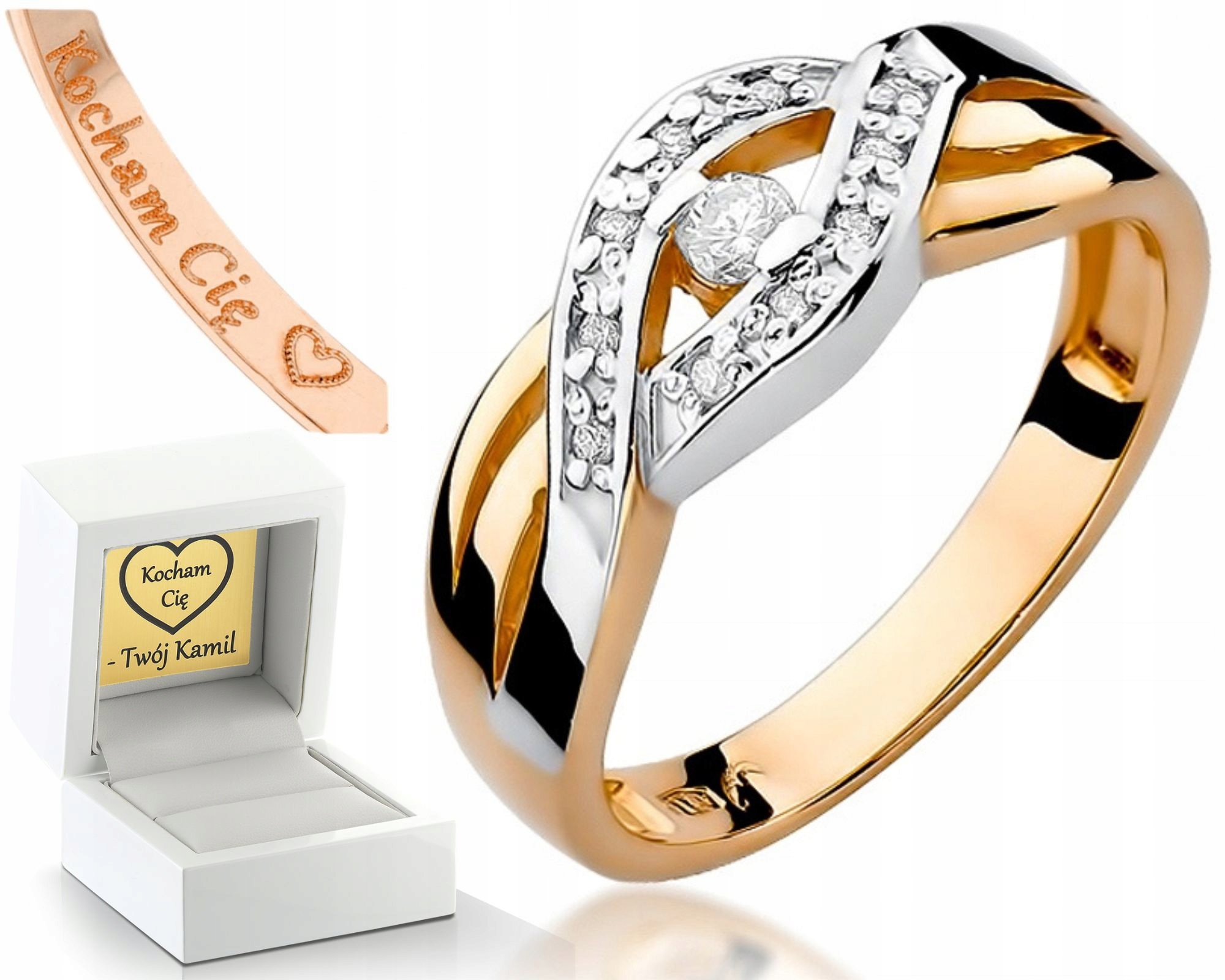 Růžové Zlato Prstýnek S Brilianty 585 Gravírování Zlato