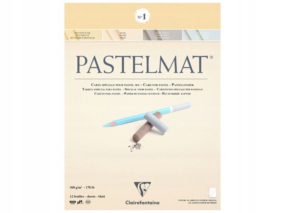 Clairefontaine Pastelmat nr. 1 blok do pasteli 24x30 cm 360 gsm 12 ark, 4 k