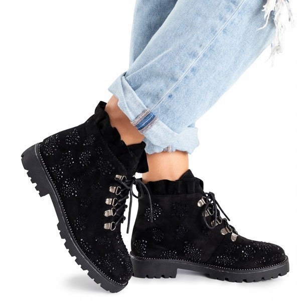 

Czarne Damskie Trapery Z Ozdobami Sfax 39