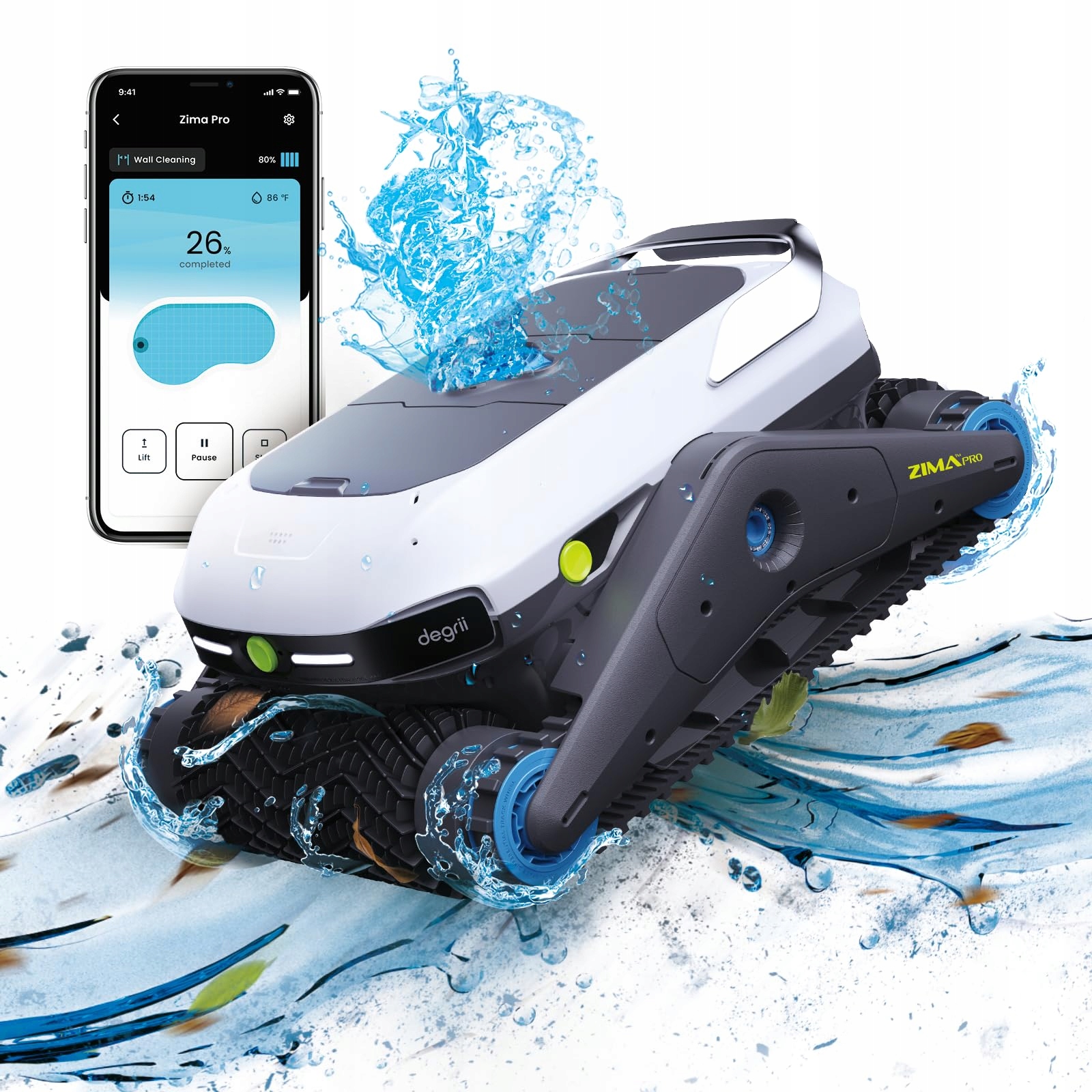 Bezprzewodowy automatyczny robot odkurzacz basenowy Degrii Zima Pro 450m2