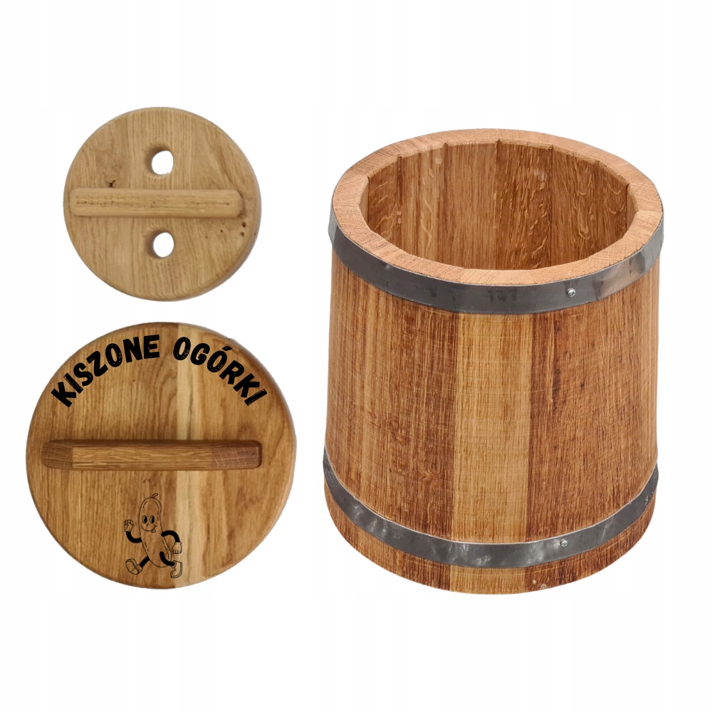 DĘBOWA BECZKA POJEMNIK DO KISZENIE KAPUSTY OGÓRKÓW 15 L GRAWER GRATIS