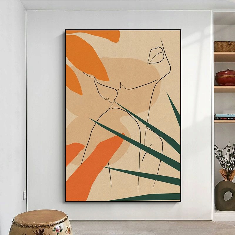 Abstract Single Line Face Art Leaves Vintage Marka inna marka