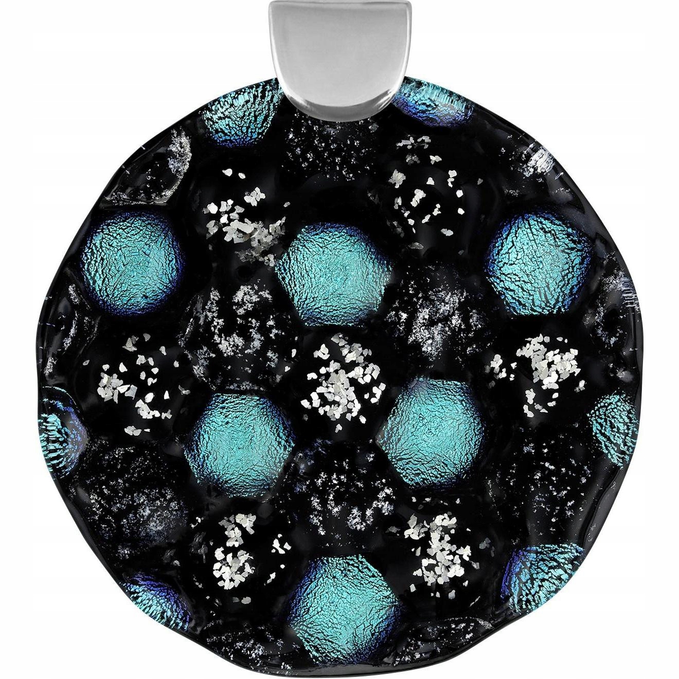 Dámský černý přívěsek Harf sklo murano kolečko