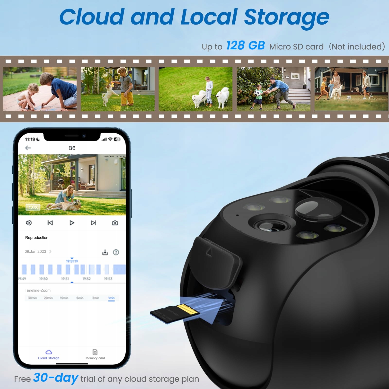 CINNADO Kamera Zewnętrzna Solar 2K Bezprzewodowa 360 Stopni IP65 Audio — miniatura 7