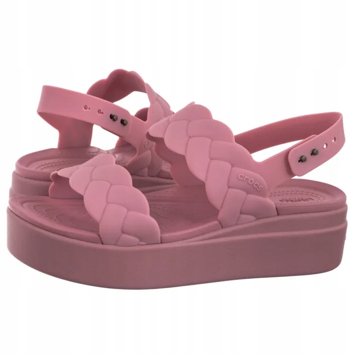 Dámské sandály na platformě Crocs Brooklyn Woven Rosette Růžové