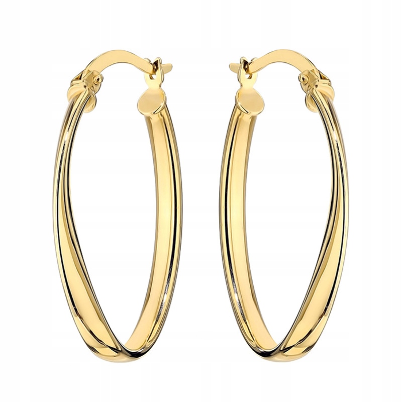Owalne Złote Kolczyki pr. 585 Skręcane 28mm 14k