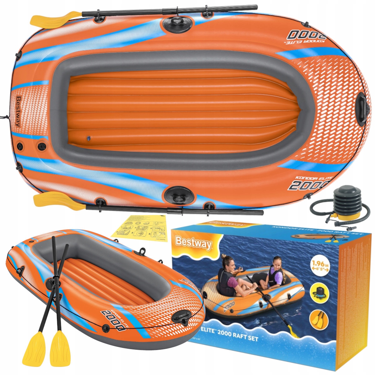 Raft pro 2 osoby, sada pádla pumpa Bestway 61141 Kondor Elite 2000