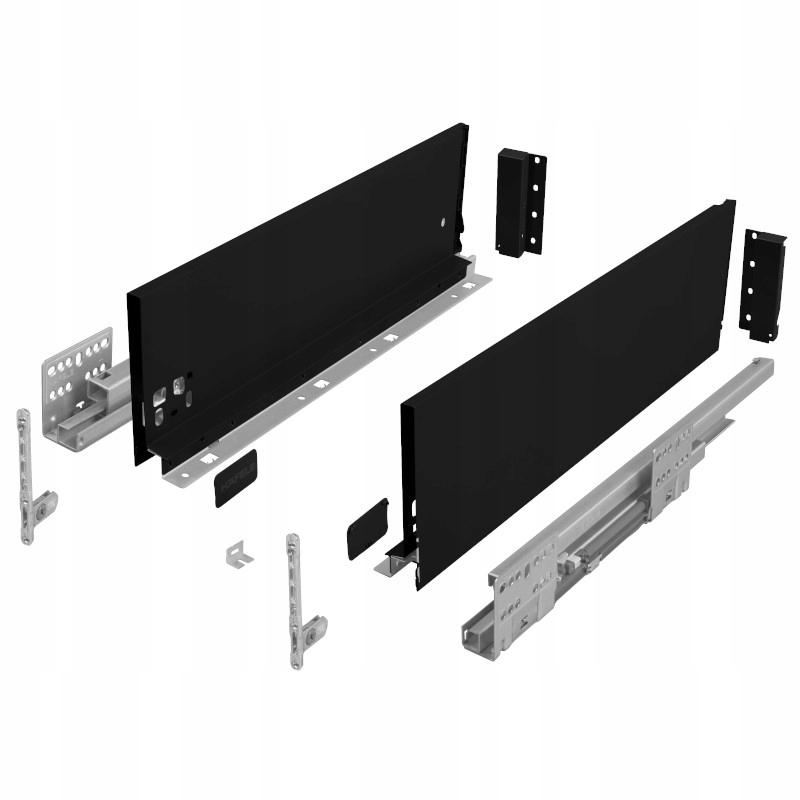 Szuflada Hafele Matrix S Slim 3D czarna 550 mm średnia H135 cichy domyk