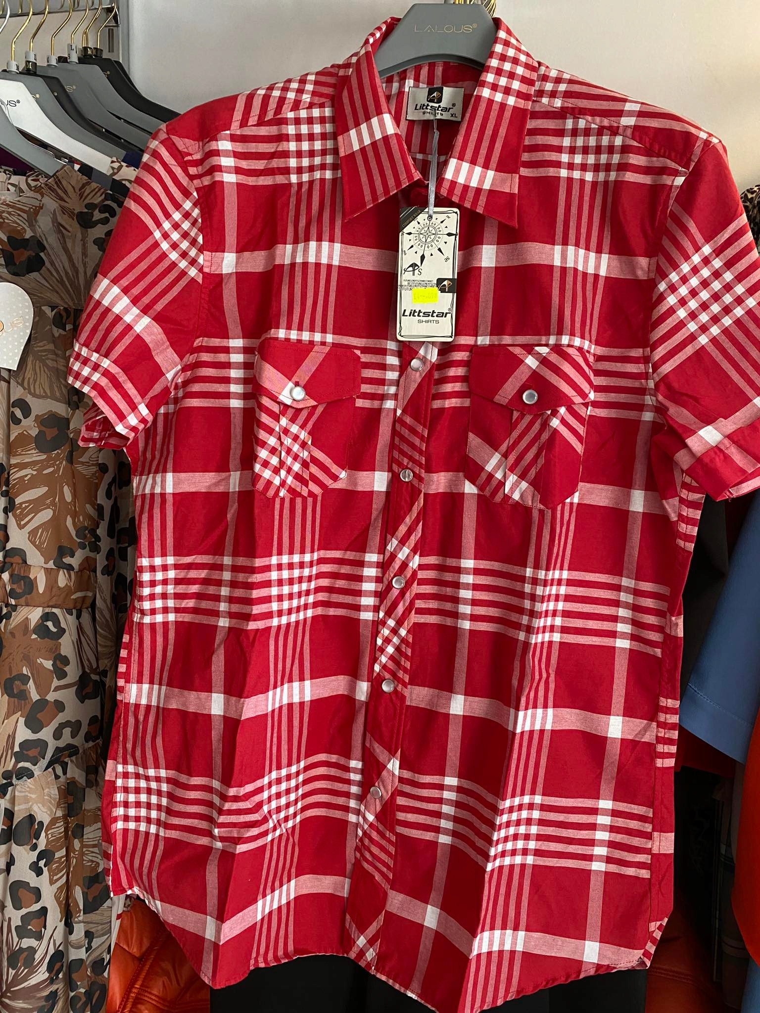 Pánská košile Kratka Littstar Červená vel XL
