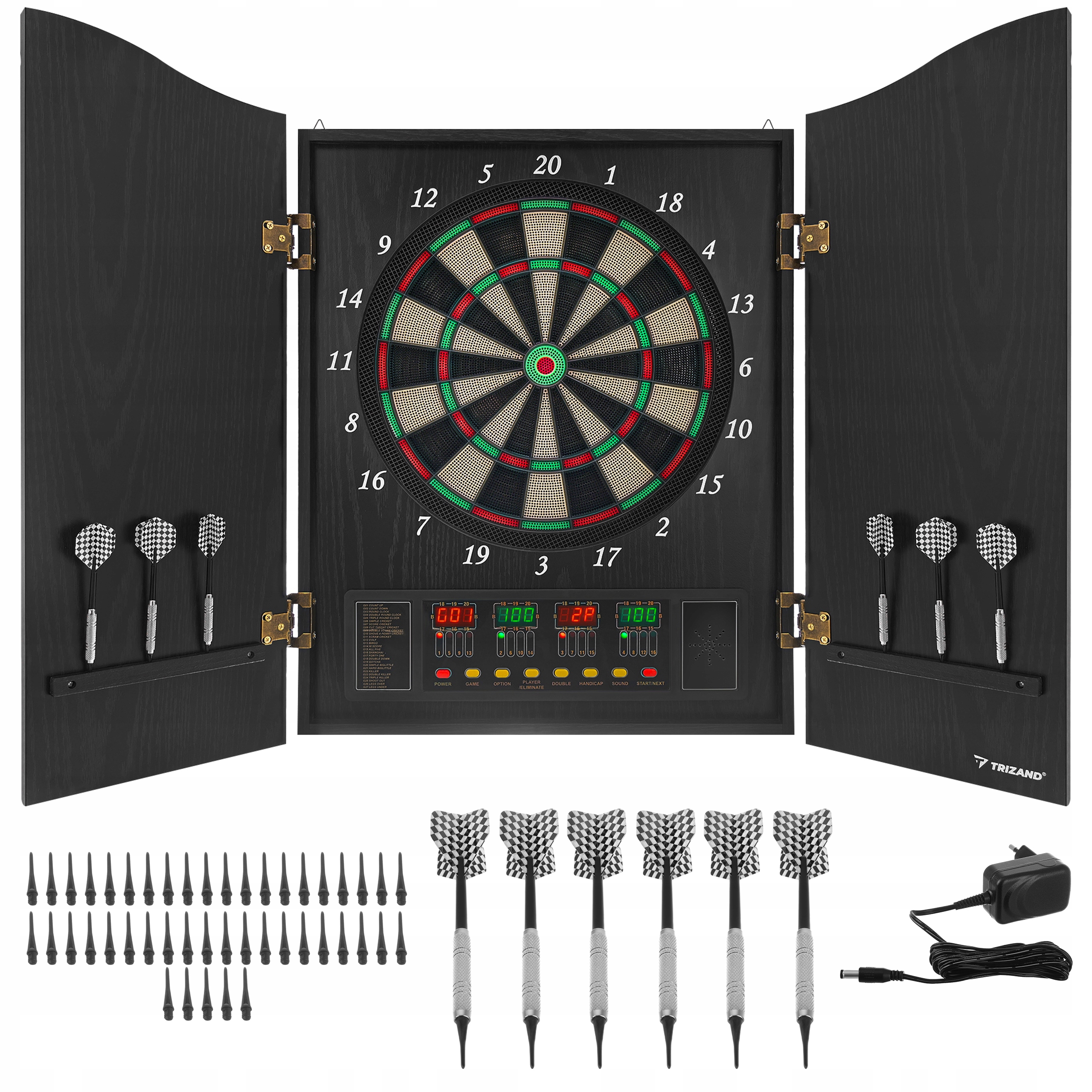 Dart do Gry w Rzutki Tarcza Elektroniczna Lotki Zestaw 27 Gier 243 Warianty