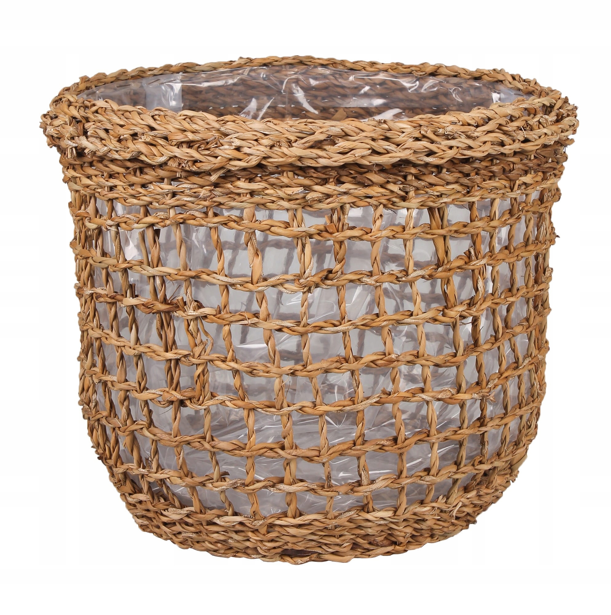 Kulatý Košík Z Trávy S Fólií 34x34x30 cm