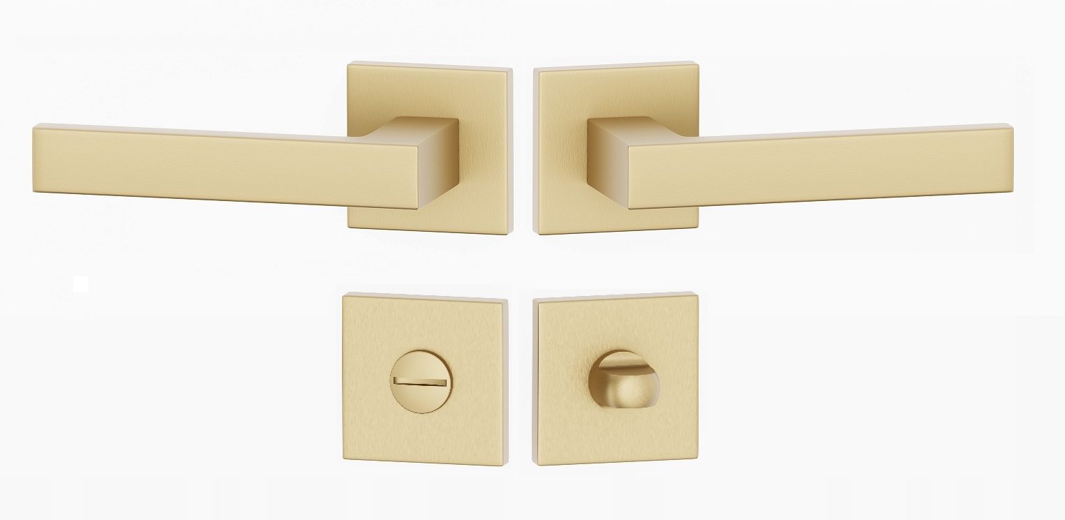 Klika na dveře komplet Wc rozety Ergo II čtvercová, zlatá matná II. jakost