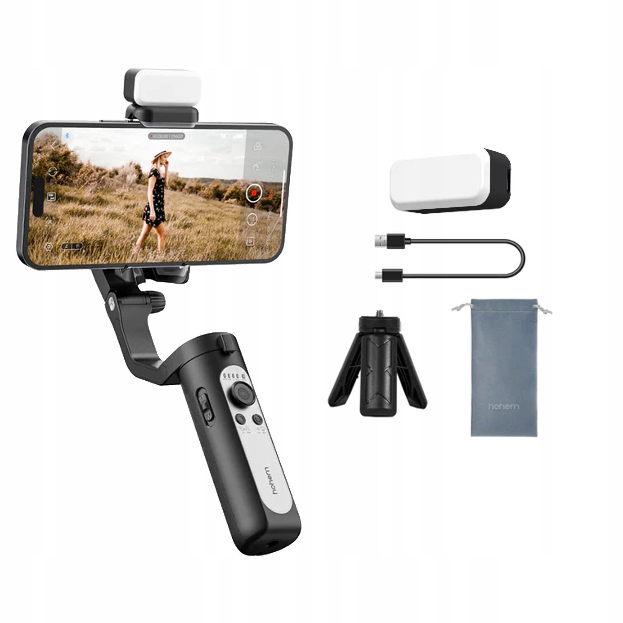 Gimbal stabilizator 3-osiowy Hohem iSteady Xe Kit czarny do telefonu, Led