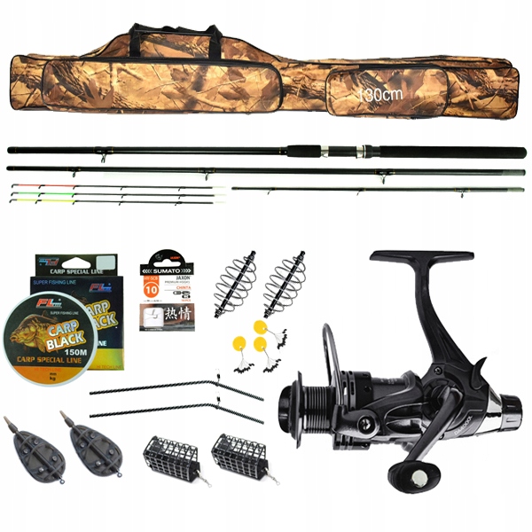 Zestaw Wędkarski wędka Feeder kołowrotek Pokrowiec akcesoria metod Z49
